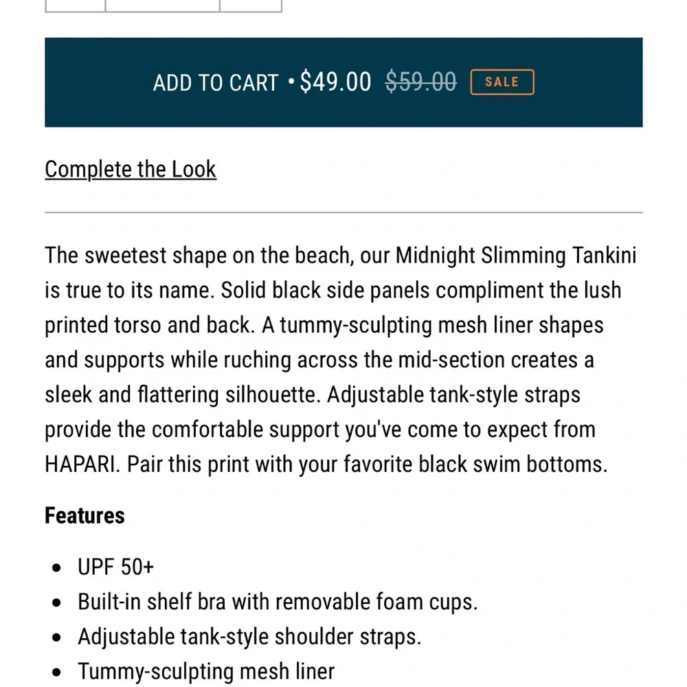 NWT - size M- Hapari slimming tankini top